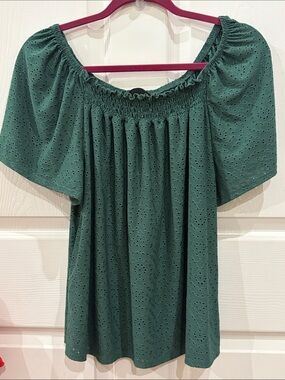 W5 Green Eyelet Women's Top Large L